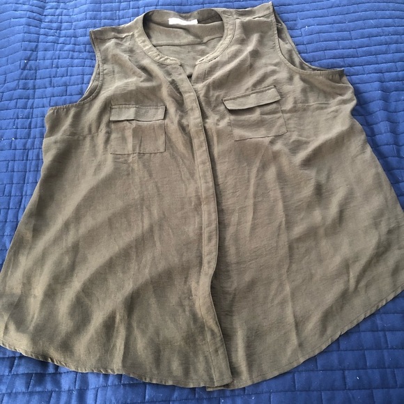 Ricki's olive green Sleeveless Blouse with Mandarin Collar- size xxl- - Picture 5 of 9